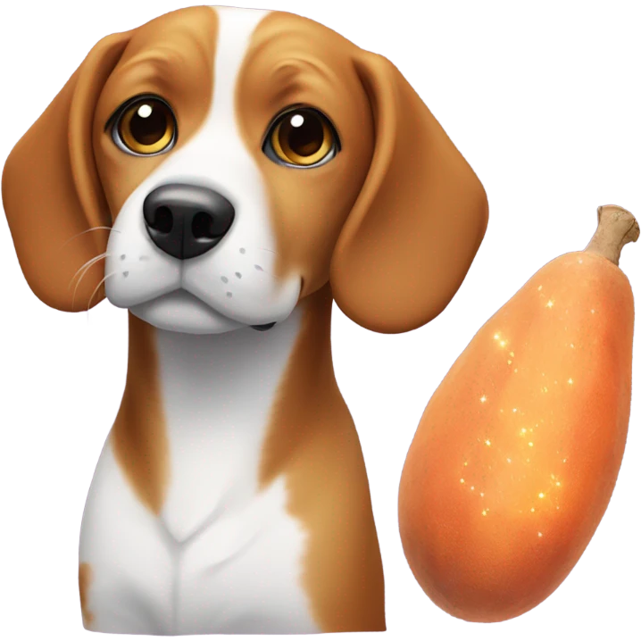 beagle with sparkles and a sweet potato  emoji