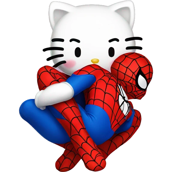Hello Kitty hugging Spiderman emoji