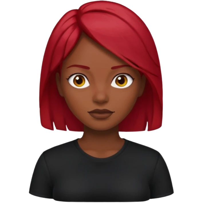 🙎🏾‍♀️ black shirt red hair  emoji