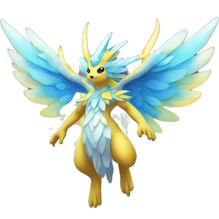 Celestial Godly Crystallic Colorful Vibrant Colors Flying Advanced Fakémon-Legendary-Pokémon-Creature Full Body emoji