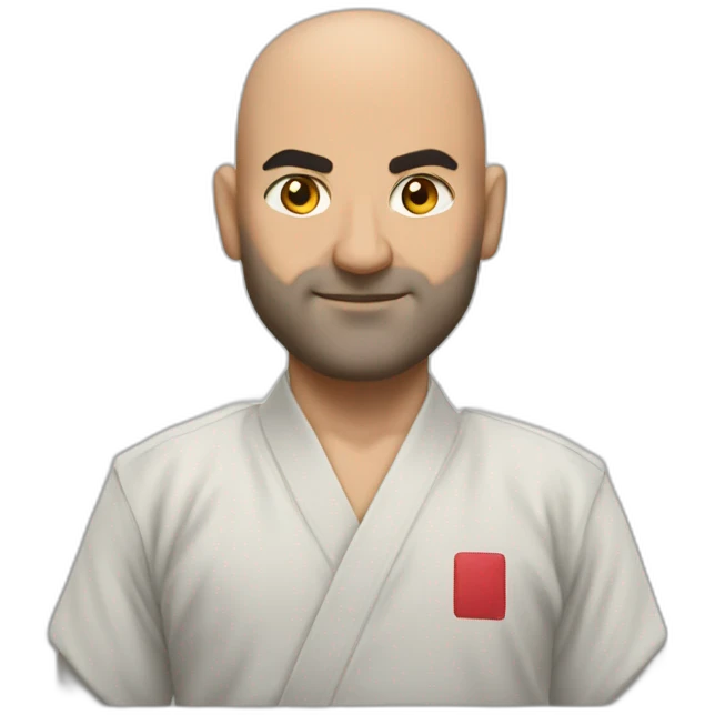 Bald Lebanese strong man in kata and dojo suit emoji