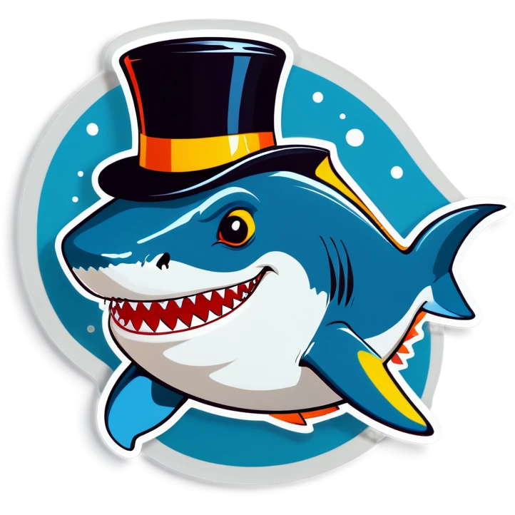 Shark with a top hat emoji