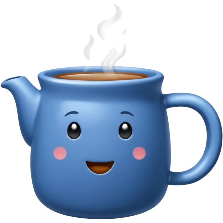 steaming blue mug of tea emoji