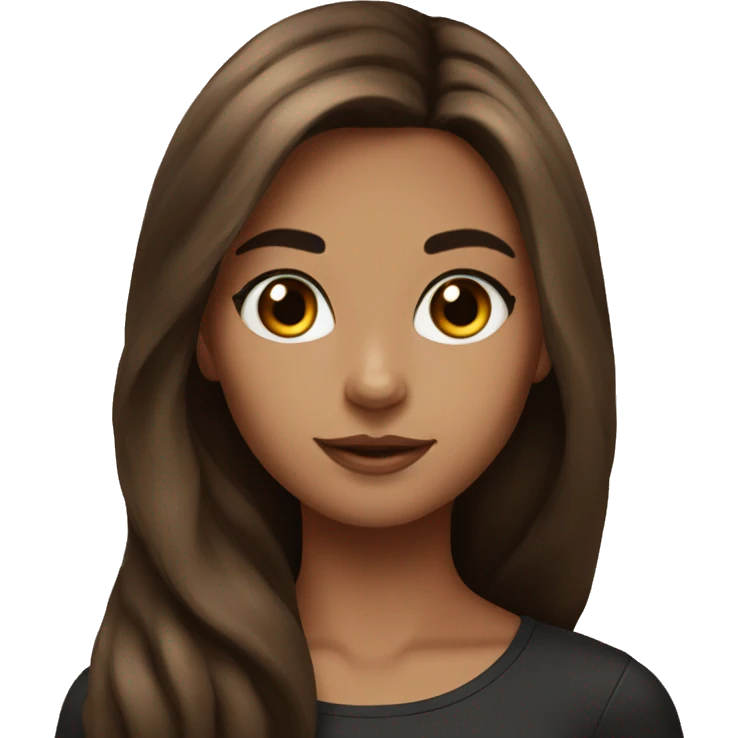 pretty girl brown long hair makeup with black kitten emoji