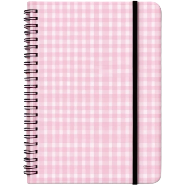 Cute  journal cover, pastel pink gingham pattern
Handwritten feminine typography, soft aesthetic, cozy girl vibe
Clean product mockup, minimal shadows, lifestyle stationery style emoji
