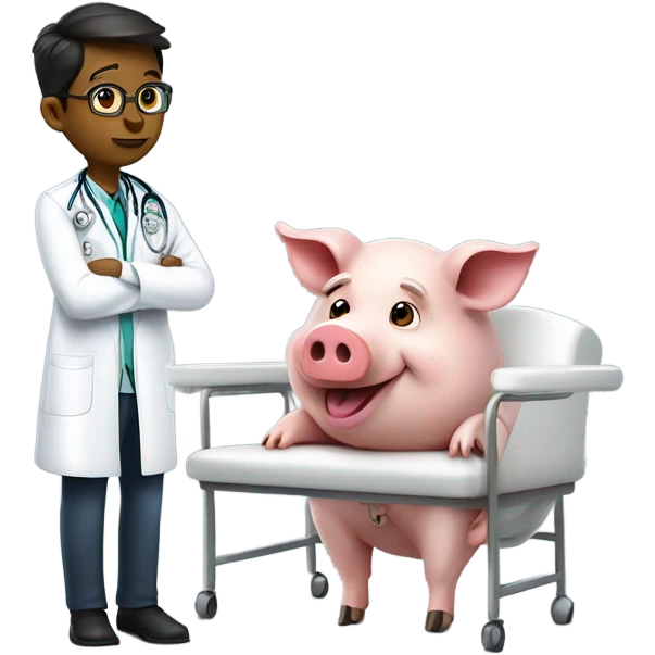 Doctor pig with patient  emoji