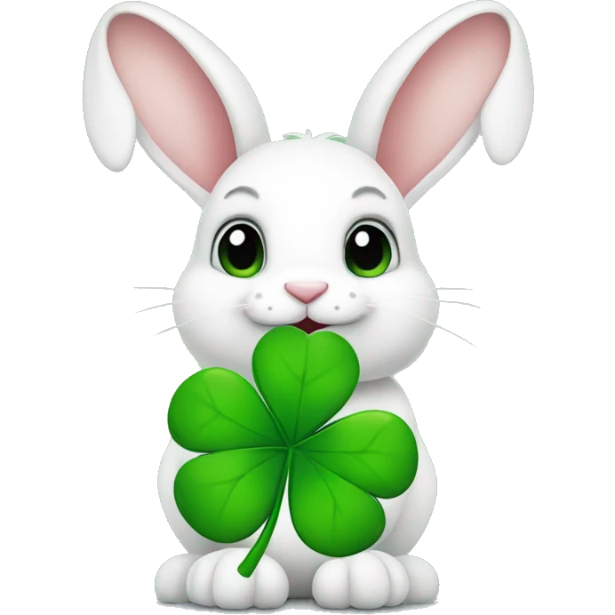 Rabbit with four-leaf clover emoji