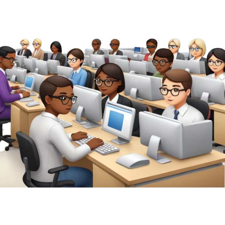 oficina grande llena de gente trabajando emoji