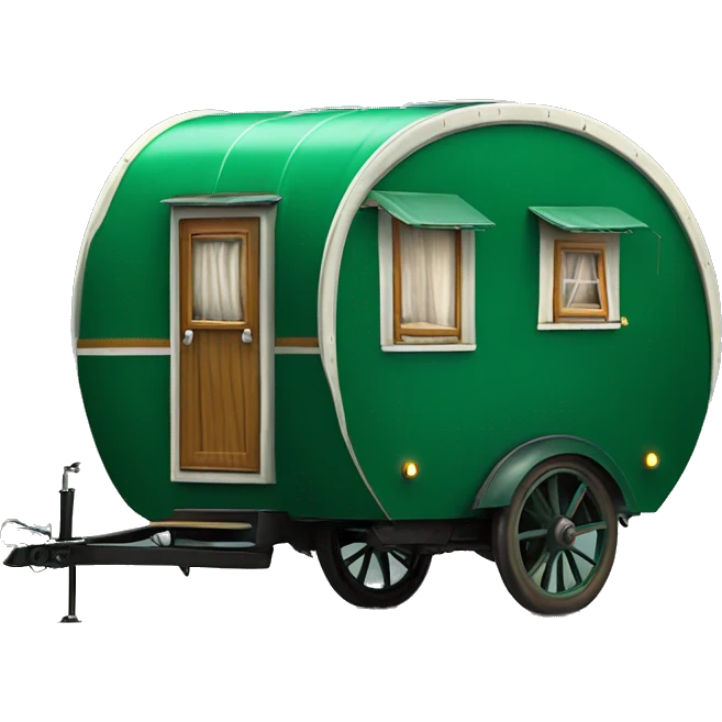 Realistic emerald green vintage round gypsy caravan wagon camper emoji