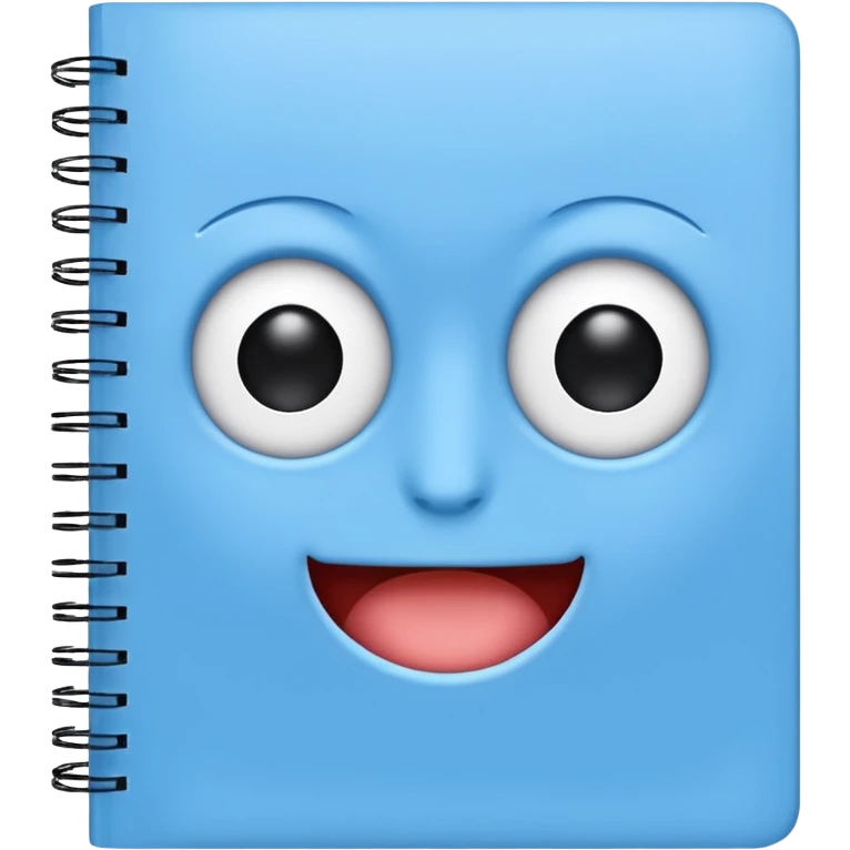 sky blue notebook with only eyes no mouth emoji style emoji
