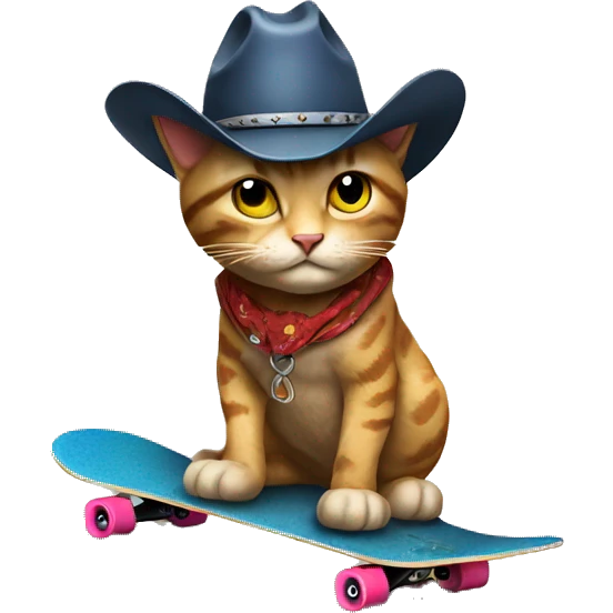 a cool cowboy cat on skateboard emoji