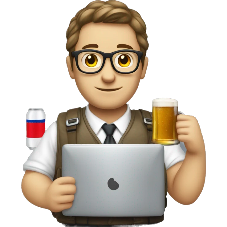 nerd Programmer with beer, computer and czech republic flag emoji