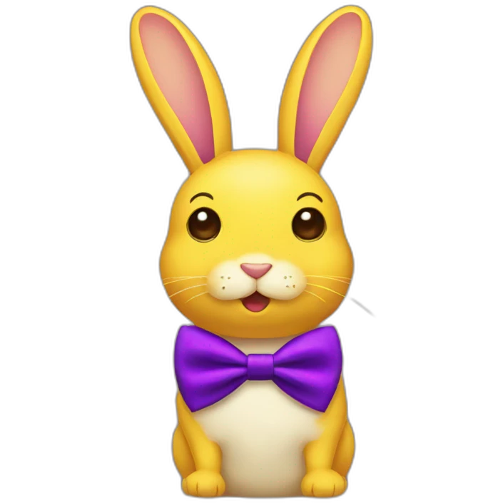 Yellow bunnie purple bowtie emoji