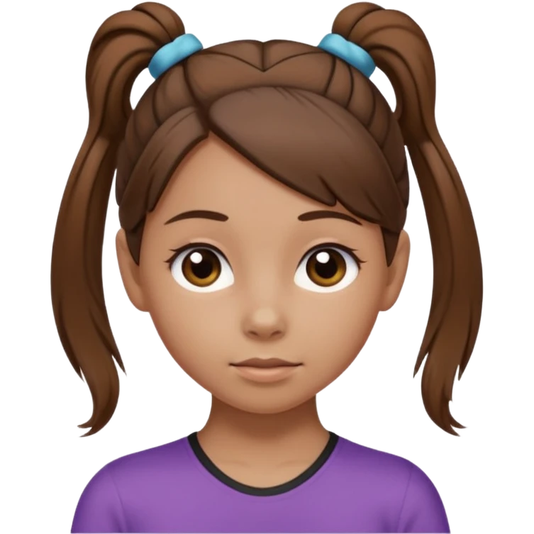 Normal skinned, tiny nosed, brown haired girl with Tying a ponytail emoji