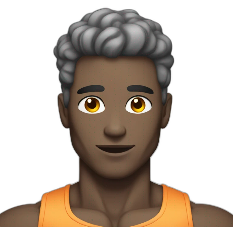 Buff skinny man with gray skin posing for Instagram fitness model with white skin emoji