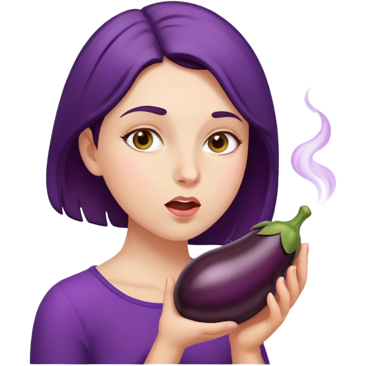 girl who blow aubergine emoji