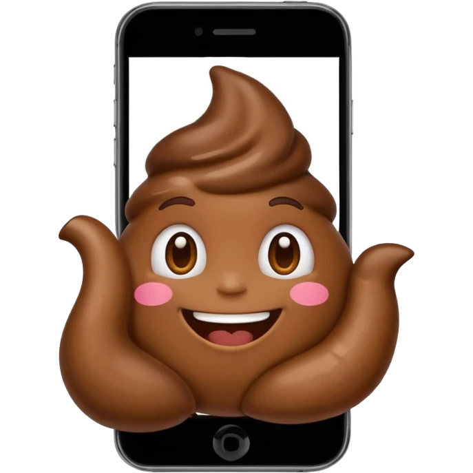 mobile phone with poop emoji on the screen emoji