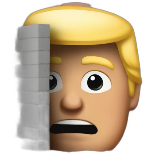 Trump hiding behind a brick wall emoji