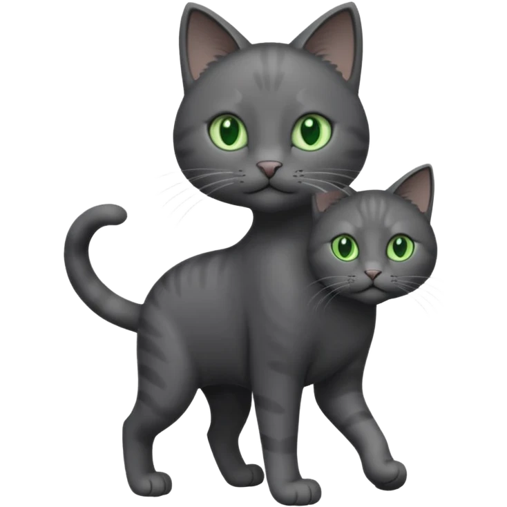 full body solid dark grey cat with green eyes, white paws and white whiskers walking emoji