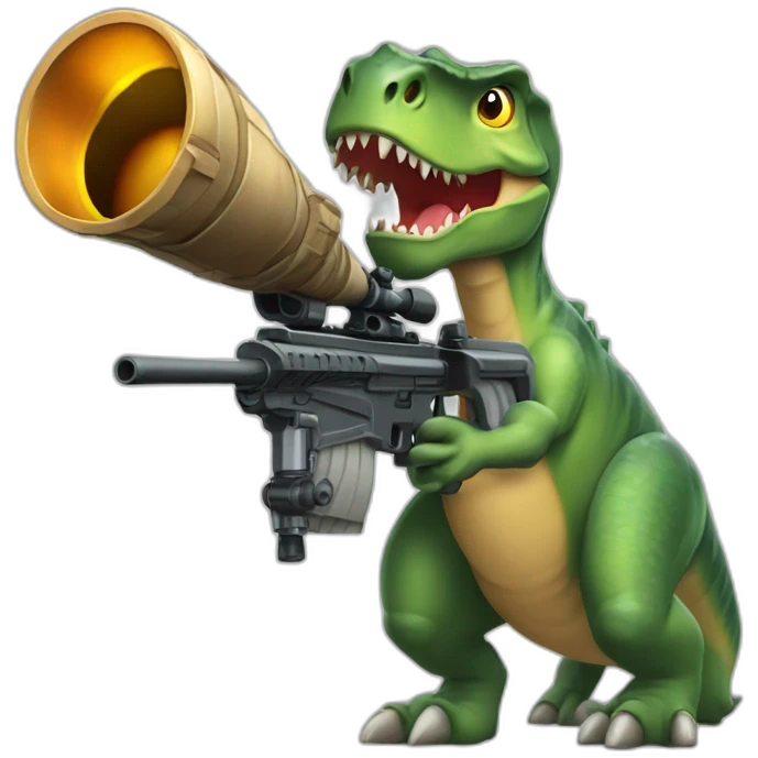 Dinosaurio con sniper en la espalda  emoji