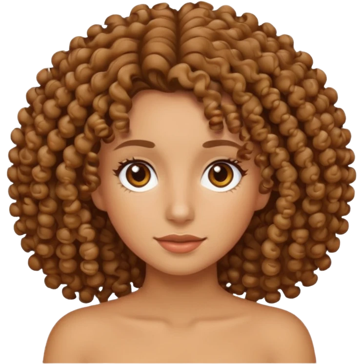 Mujer piel canela y pelo rizado emoji