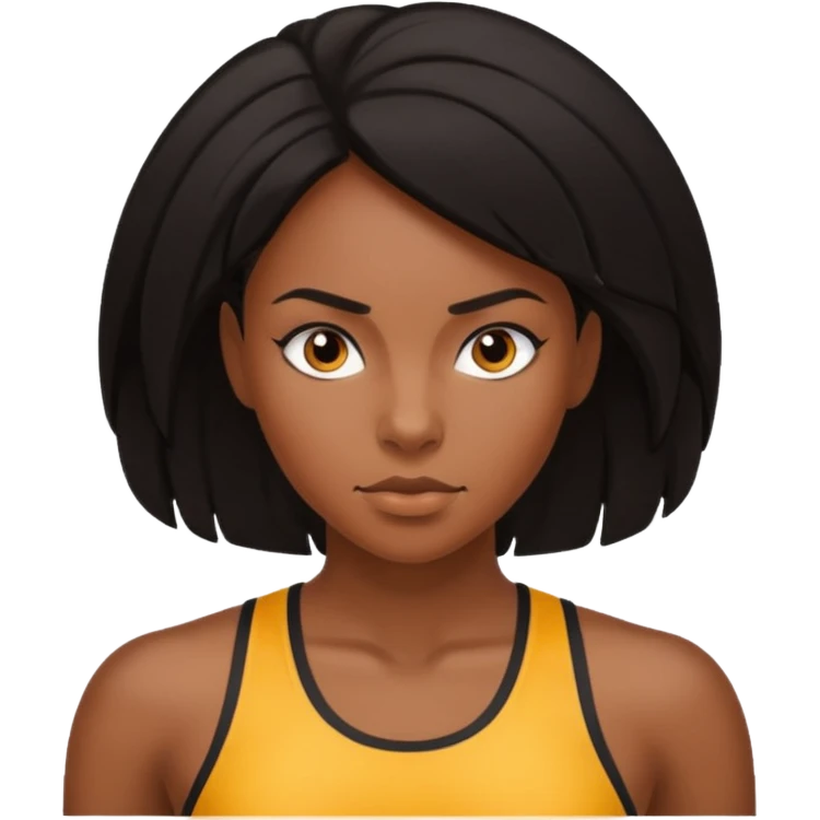 Femme noire avec cheveux noir et qui fait du sport emoji