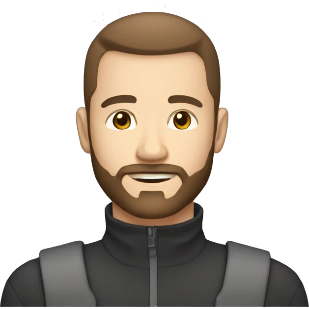 brown hair CREW CUT with beard, white skin 30 yeard old boy emoji