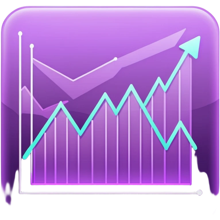 A purple holograph of line charts with multiple lines emoji
