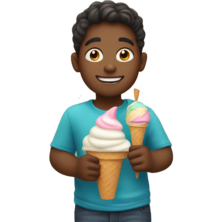 boy enjoying ice cream emoji