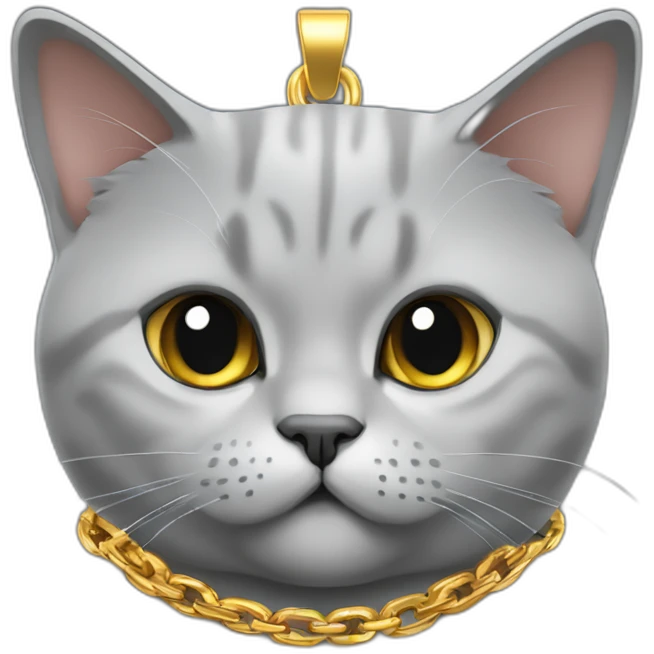 British shorthair cat with gold chain emoji