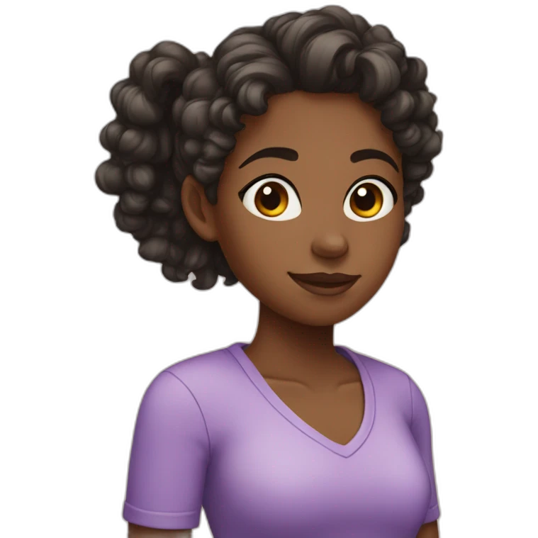 Black girl with curly ponytail emoji