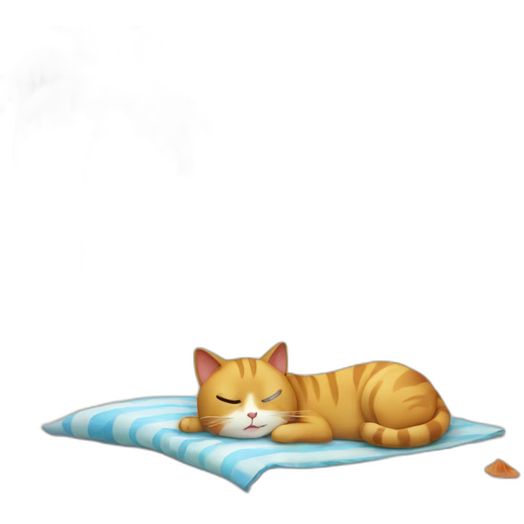 lazy cat on the beach emoji