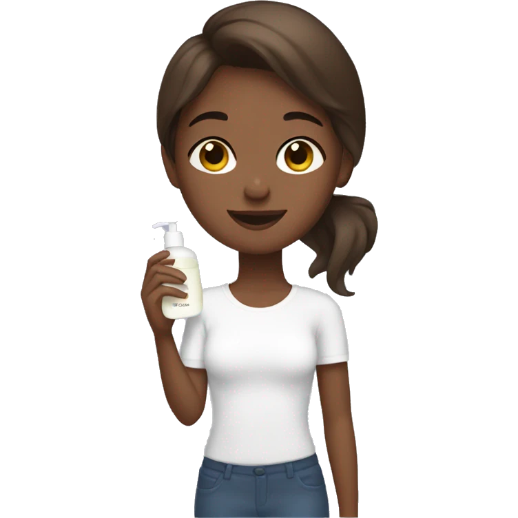 brown haired girl doing skincare emoji