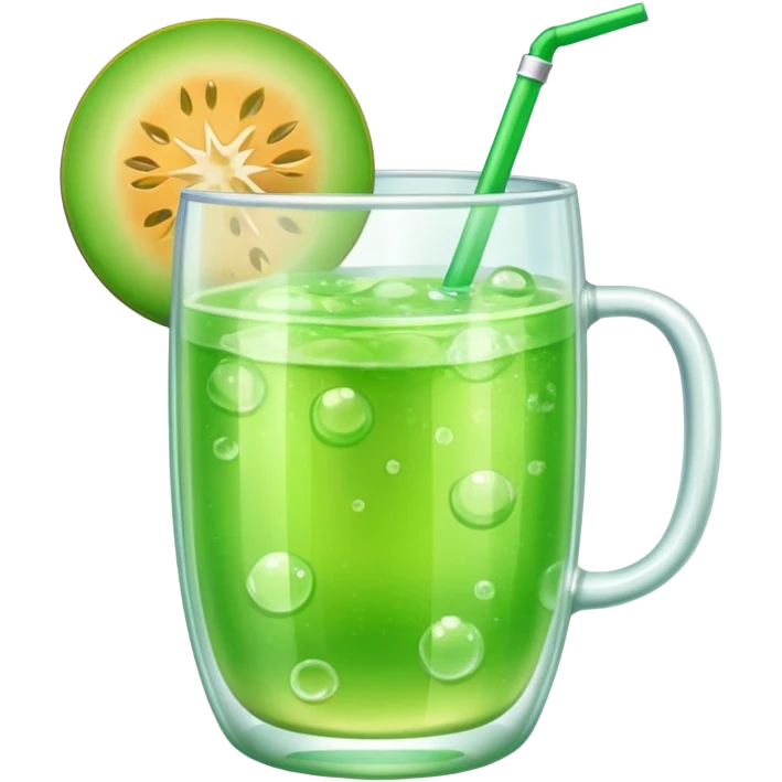 small cup of transparent cup with green melon soda emoji