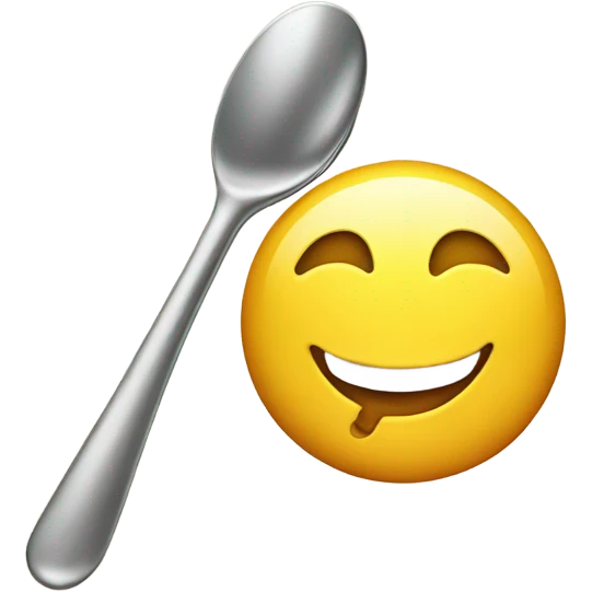 Smile emoji with a spoon filled with sugar an a lighter emoji