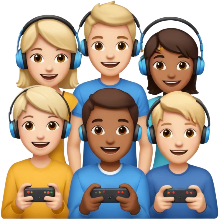 group of friends gaming together emoji