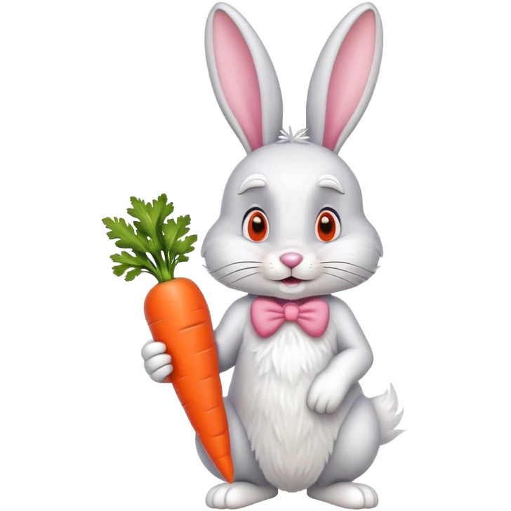 bugs bunny cartoon rabbit with carrot emoji