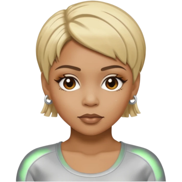 T-Boz from TLC with short blonde hair, silver outfit emoji