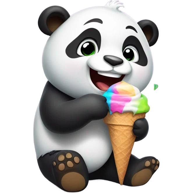 Panda eating ice cream emoji