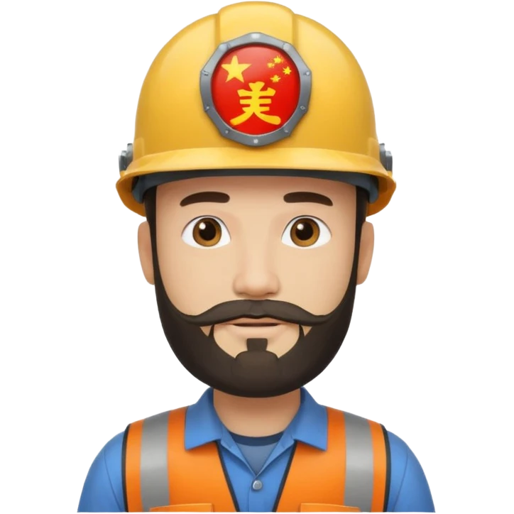 Ingeniero con barba y con casco y letra china minipeka   emoji