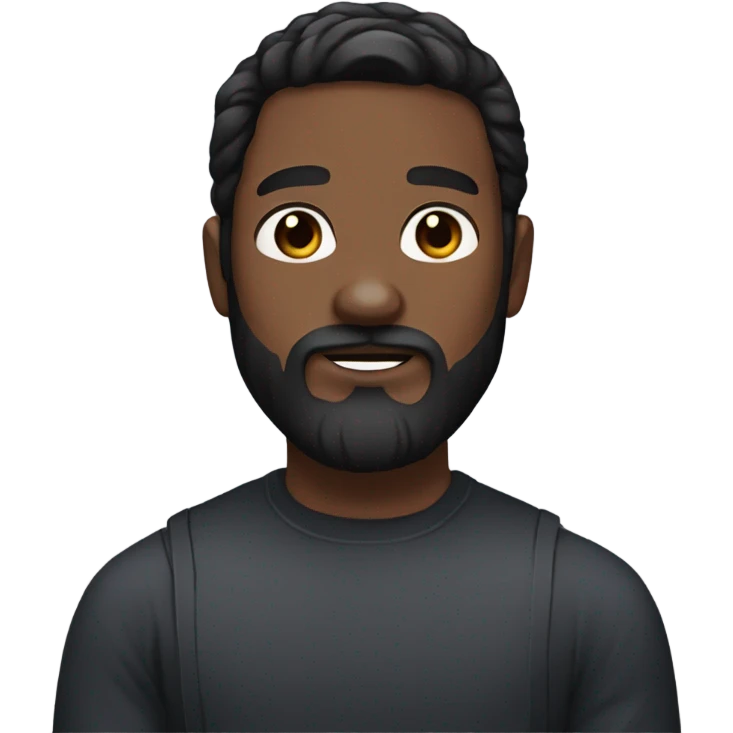 beard man black hair blue eyes holding black Labrador  emoji