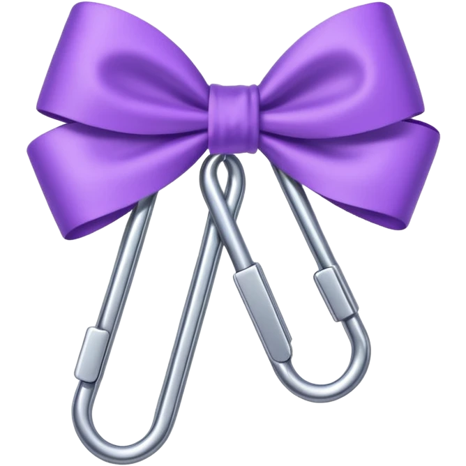 one silver paper clip with a purple bow in the middle emoji
