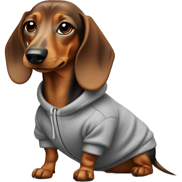 A dachshund dog in a sweatshirt emoji