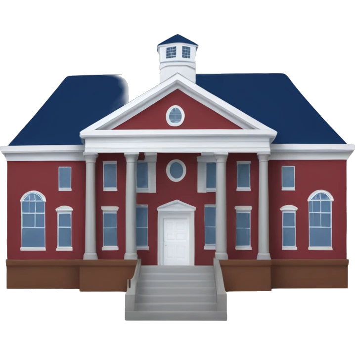 Schoolhouse with navy blue and bright maroon red as school colors   emoji