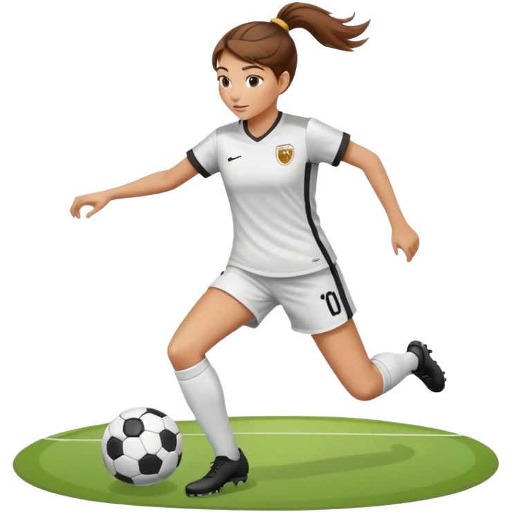 Girl scoring soccer goal brown hair and ponytail  emoji