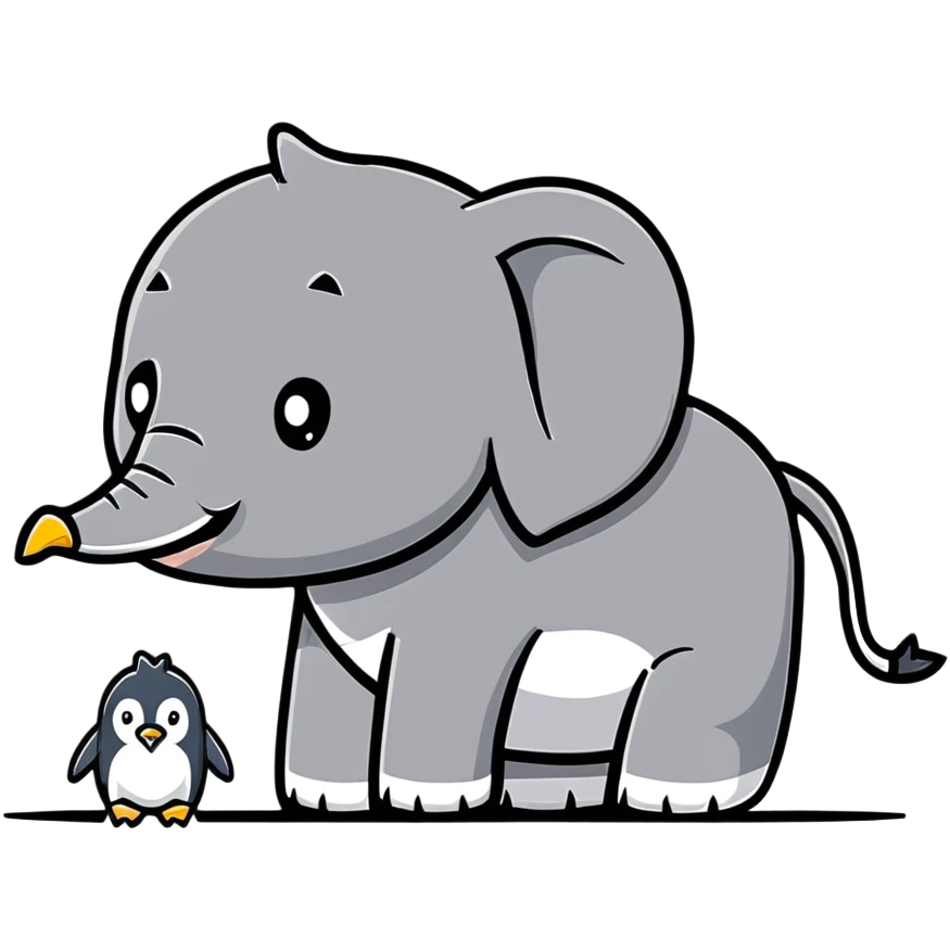 Elephant and penguin emoji