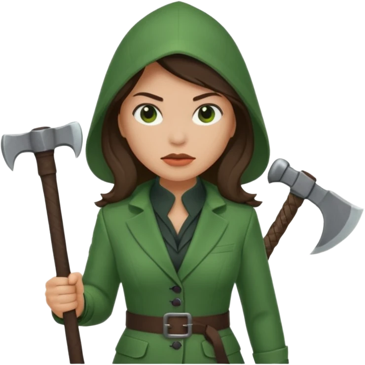female executioner in green suit emoji