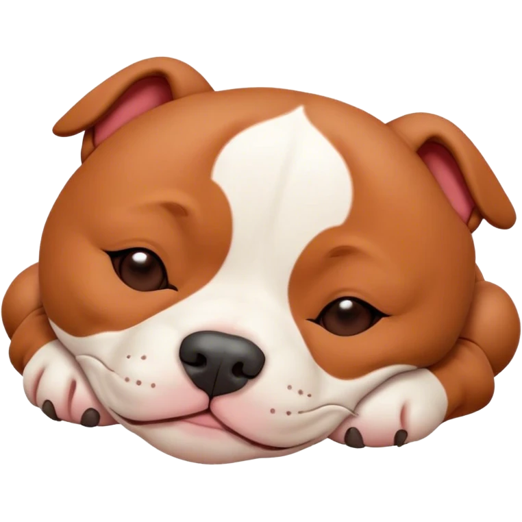 Meme-Worthy Cute Sleeping Red/Fawn Staffordshire Bull Terrier Portrait Emoji, Head resting peacefully with a contented smile, showcasing a delightfully compact build and a luxuriously soft red/fawn Fur with subtle white highlights, eyes shut in a serene nap, Simplified yet hilariously adorable features, highly detailed, glowing with a soft, drowsy light, high shine, relaxed and utterly lovable, stylized with an air of playful laziness, bright and heartwarming, soft glowing outline, capturing the essence of a comically sleepy guardian, so meme-worthy it feels like it could instantly become the next viral sensation of adorable slumber! emoji