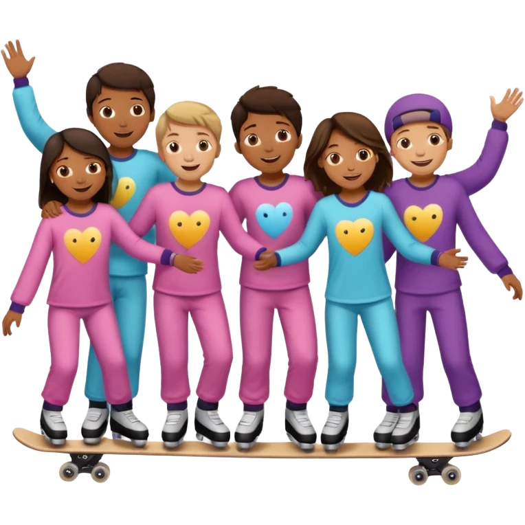 skating rink sleepover with teen boys & girls skin color brown and tan emoji