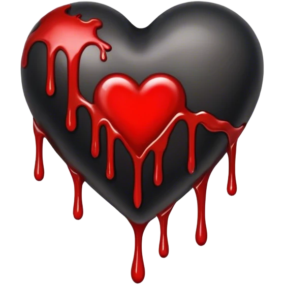 Black heart with blood drips emoji